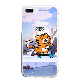 Чехол для iPhone 7Plus/8 Plus матовый с принтом Тигренок  на  самокате в Екатеринбурге, Силикон | Область печати: задняя сторона чехла, без боковых панелей | 2022 | год тигра | новый год | новый год 2022 | символ года | тигр | тигренок | тигрица | тигры