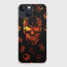 Чехол для iPhone 13 mini с принтом Огненные черепа | Carbon в Екатеринбурге,  |  | Тематика изображения на принте: carbon | fire | halloween | nofun | skull | огненные черепа | хелоуин | череп в огне