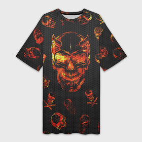Платье-футболка 3D с принтом Огненные черепа  Carbon в Екатеринбурге,  |  | Тематика изображения на принте: carbon | fire | halloween | nofun | skull | огненные черепа | хелоуин | череп в огне