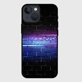 Чехол для iPhone 13 mini с принтом Cyberpunk 2077 | Neon в Екатеринбурге,  |  | 2077 | cyberpunk | cyberpunk 2077 | neon | nofun | кирпич | надпись | надпись на стене