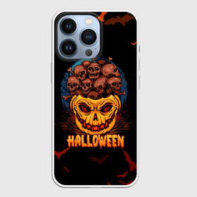 Чехол для iPhone 13 Pro с принтом ТЫКВА С ЧЕРЕПАМИ в Екатеринбурге,  |  | halloween | haloween | pumpkin | pumpkin with skulls | skulls in a pumpkin | тыква | тыква с черепами | хеллоин | хеллоуин | хелоин | хелоуин | хэллоин | хэллоуин | хэлоин | хэлоуин | черепа в тыкве