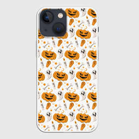 Чехол для iPhone 13 mini с принтом Patern Halloween 22 в Екатеринбурге,  |  | Тематика изображения на принте: 31 | bones | holiday | skull | spider | witches