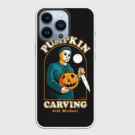 Чехол для iPhone 13 Pro с принтом Резьба по тыкве с Майклом в Екатеринбурге,  |  | carving | ghost | halloween | jack | killer | lamp | michael | monster | moon | myers | night | pumpkin | retro | джека | луна | майерс | майкл | монстр | ночь | по | призраки | резьба | ретро | светильник | тыква | тыкве