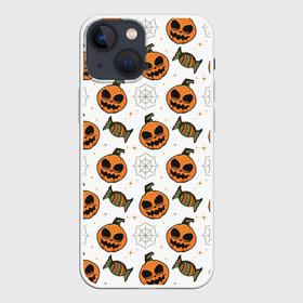 Чехол для iPhone 13 mini с принтом Patern Halloween 26 в Екатеринбурге,  |  | Тематика изображения на принте: 31 | bones | holiday | skull | spider | witches