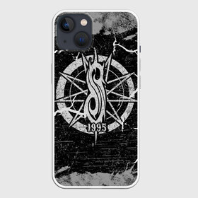 Чехол для iPhone 13 с принтом Слипкнот 1995 | Rock в Екатеринбурге,  |  | grunge | metal | music | rock | slipknot | брызги | гранж | логотип | металл | молния | музыка | надпись | пентаграмма | полосы | потертости | рок | слипкнот | точки | трещины | узор | цифры | череп