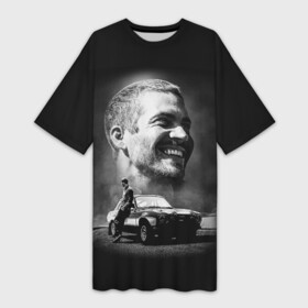 Платье-футболка 3D с принтом Paul Walker в Екатеринбурге,  |  | actor | auto | car | fast and furious | head | paul walker | road | авто | актер | голова | дорога | машина | пол уокер | форсаж