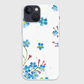 Чехол для iPhone 13 mini с принтом Букет голубых цветов в Екатеринбурге,  |  | букет | лепесток | лето | природа | цветы