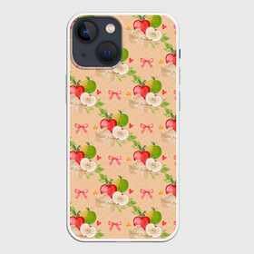 Чехол для iPhone 13 mini с принтом Яблоки паттерн в Екатеринбурге,  |  | лето | огород | сад | фрукты | яблоки | яблочный сад