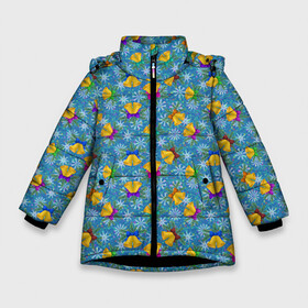 Зимняя куртка для девочек 3D с принтом Праздничные Колокольчики в Екатеринбурге, ткань верха — 100% полиэстер; подклад — 100% полиэстер, утеплитель — 100% полиэстер. | длина ниже бедра, удлиненная спинка, воротник стойка и отстегивающийся капюшон. Есть боковые карманы с листочкой на кнопках, утяжки по низу изделия и внутренний карман на молнии. 

Предусмотрены светоотражающий принт на спинке, радужный светоотражающий элемент на пуллере молнии и на резинке для утяжки. | christmas | merry christmas | santa claus | дед мороз | ёлка | елочные шары | игрушки | новый год | подарки | праздник | с новым годом | санта клаус | снегурочка | украшения
