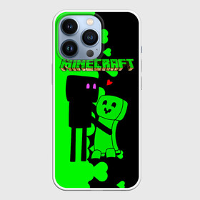 Чехол для iPhone 13 Pro с принтом Любовь Эндермена и Крипера Майнкрафт в Екатеринбурге,  |  | craft | creep | creeper | enderman | keeper | mine | minecraft | бесшумный мобкамикадзе | блоки | добывать | зелёное четырёхногое существо | зелёный | компьютерная игра | крафт | крипер | кубики | майн | майнкрафт | манкрафт