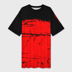 Платье-футболка 3D с принтом КРАСНЫЙ ГРАНЖ  RED GRUNGE в Екатеринбурге,  |  | grunge | red | брызги | брызги краски | гранж | краска | краска и ничего лишнего | красная краска | красный | пятна | разводы | черно красный