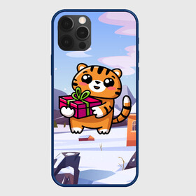 Чехол для iPhone 12 Pro Max с принтом Новогодний тигренок с подарком в Екатеринбурге, Силикон |  | Тематика изображения на принте: 2022 | год тигра | новый год | новый год 2022 | символ года | тигр | тигренок | тигрица | тигры