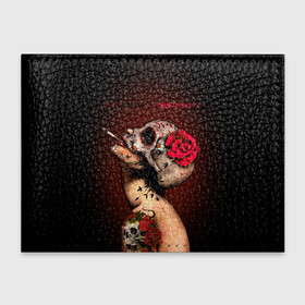 Обложка для студенческого билета с принтом Ведьма с красной розой в Екатеринбурге, натуральная кожа | Размер: 11*8 см; Печать на всей внешней стороне | Тематика изображения на принте: body art | cigarette | day of the dead | halloween | happy halloween | holiday | nude witch | profile | red rose | skull | tattoo | боди арт | день мертвых | красная роза | обнаженная ведьма | праздник | профиль | тату | хэллоуин