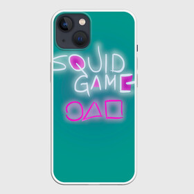 Чехол для iPhone 13 с принтом Squid game a в Екатеринбурге,  |  | Тематика изображения на принте: squid game | игра в кальмара | надписи | неон | нетфликс | сериалы