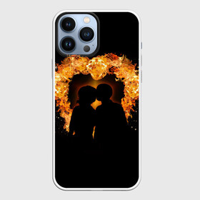 Чехол для iPhone 13 Pro Max с принтом Пара в огненном сердце в Екатеринбурге,  |  | Тематика изображения на принте: heart | love | влюбленные | любовь | огонь | пара | пламя | сердце