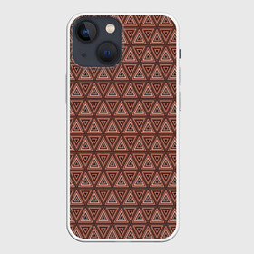 Чехол для iPhone 13 mini с принтом Абстракция из коричневых треугольников в Екатеринбурге,  |  | abstraction | polygons | triangles | абстракция | коричневый | линии | многоугольники | молодежный | треугольники | узор | фигуры