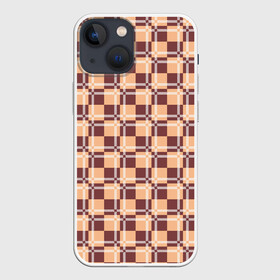 Чехол для iPhone 13 mini с принтом Коричневые и бежевые квадраты с линями в Екатеринбурге,  |  | abstraction | lines | squares | абстракция | бежевый | квадраты | линии | молодежный | узор | фигуры коричневый