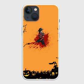 Чехол для iPhone 13 с принтом Halloween Freddy Blood в Екатеринбурге,  |  | blood | freddy krueger | ghosts | halloween | monsters | nightmare on elm street | orange | pumpkin | кровь | монстры | оранжевый | привидение | тыква | фредди крюгер | хеллоуин