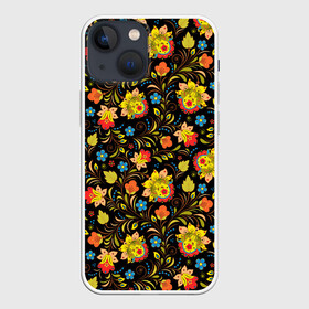 Чехол для iPhone 13 mini с принтом Хохломa в Екатеринбурге,  |  | art | flowers | holoma | oldschool | листья | рисунок | роспись | холома | цветы