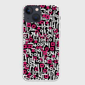 Чехол для iPhone 13 mini с принтом Узор из Игры в кальмара в Екатеринбурге,  |  | squid game | абстракция | геометрические | игра в кальмара | кальмар | корейский | логотип | паттерн | фигуры