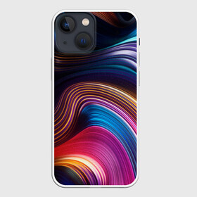 Чехол для iPhone 13 mini с принтом Цветные неоновые волны в Екатеринбурге,  |  | colorful waves | digital art | neon stripes | rainbow | абстракция | волны красок | неоновые волны | неоновый узор | цветные волны | цветные полосы