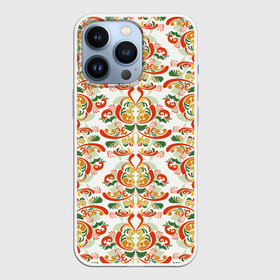 Чехол для iPhone 13 Pro с принтом Хохломские узоры II (white) в Екатеринбурге,  |  | паттерн | роспись | россия | узор | хохлома