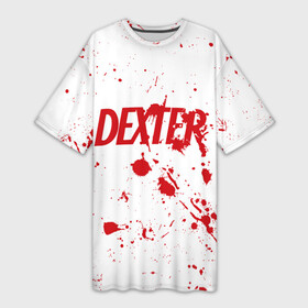 Платье-футболка 3D с принтом Dexter logo Декстер брызги крови в Екатеринбурге,  |  | blood | darkly dreaming dexter | dexter | dexter morgan | logo | брызги крови | декстер | декстер морган | дремлющий демон декстера | кровь | лого | майами | правосудие декстера | судмедэксперт | хэллоуин