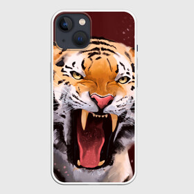 Чехол для iPhone 13 с принтом Тигр красавчик сердится в Екатеринбурге,  |  | Тематика изображения на принте: 2022 | aggressive | angry | fangs | new year | open mouth | predator | tiger | year of the tiger | агрессивный | год тигра | клыки | новый год | открытая пасть | сердитый | тигр | хищник