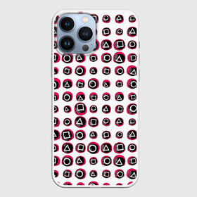 Чехол для iPhone 13 Pro Max с принтом ИГРА В КАЛЬМАРА | МАСКИ ПАТТЕРН | MASKS PATTERN в Екатеринбурге,  |  | аноним | игра в кальмара | игра в кальмаров | игра на выживание | игры | квадрат | круг | маска | паттерн | сериал | сотрудник | треугольник | фильм