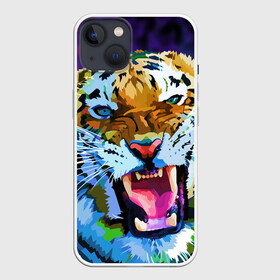 Чехол для iPhone 13 с принтом Рычащий Шархан в Екатеринбурге,  |  | 2022 | evil face | growling | new year | pop art | predator | tiger | year of the tiger | год тигра | новый год | поп арт | рычащий | тигр | хищник