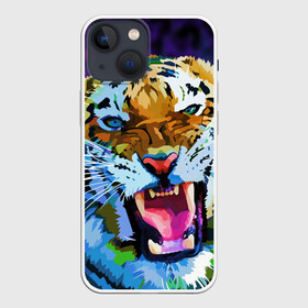 Чехол для iPhone 13 mini с принтом Рычащий Шархан в Екатеринбурге,  |  | 2022 | evil face | growling | new year | pop art | predator | tiger | year of the tiger | год тигра | новый год | поп арт | рычащий | тигр | хищник