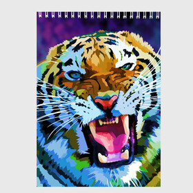 Скетчбук с принтом Рычащий Шархан в Екатеринбурге, 100% бумага
 | 48 листов, плотность листов — 100 г/м2, плотность картонной обложки — 250 г/м2. Листы скреплены сверху удобной пружинной спиралью | 2022 | evil face | growling | new year | pop art | predator | tiger | year of the tiger | год тигра | новый год | поп арт | рычащий | тигр | хищник