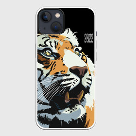 Чехол для iPhone 13 с принтом Тигр перед атакой в Екатеринбурге,  |  | 2022 | before the attack | look | new year | open mouth | predator | tiger | year of the tiger | взгляд | год тигра | новый год | открытая пасть | перед атакой | тигр | хищник
