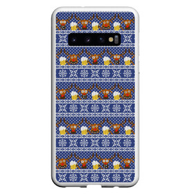 Чехол для Samsung Galaxy S10 с принтом Олени отдыхают в Екатеринбурге, Силикон | Область печати: задняя сторона чехла, без боковых панелей | Тематика изображения на принте: вязанный | новогодний | олень | паттерн | рождественский | с оленями | свитер | узор