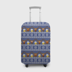 Чехол для чемодана 3D с принтом Олени отдыхают в Екатеринбурге, 86% полиэфир, 14% спандекс | двустороннее нанесение принта, прорези для ручек и колес | вязанный | новогодний | олень | паттерн | рождественский | с оленями | свитер | узор