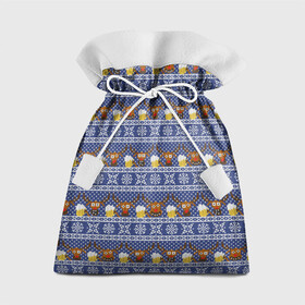 Подарочный 3D мешок с принтом Олени отдыхают в Екатеринбурге, 100% полиэстер | Размер: 29*39 см | Тематика изображения на принте: вязанный | новогодний | олень | паттерн | рождественский | с оленями | свитер | узор