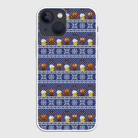 Чехол для iPhone 13 mini с принтом Олени отдыхают в Екатеринбурге,  |  | вязанный | новогодний | олень | паттерн | рождественский | с оленями | свитер | узор