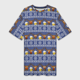 Платье-футболка 3D с принтом Олени отдыхают в Екатеринбурге,  |  | вязанный | новогодний | олень | паттерн | рождественский | с оленями | свитер | узор
