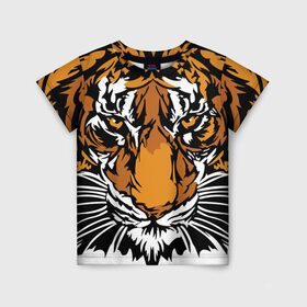 Детская футболка 3D с принтом Взгляд хозяина джунглей в Екатеринбурге, 100% гипоаллергенный полиэфир | прямой крой, круглый вырез горловины, длина до линии бедер, чуть спущенное плечо, ткань немного тянется | Тематика изображения на принте: 2022 | african | direct look | master of the jungle | muzzle | new year | predator | tiger | year of the tiger | африканский | год тигра | новый год | прямой взгляд | тигр | хищник | хозяин джунглей