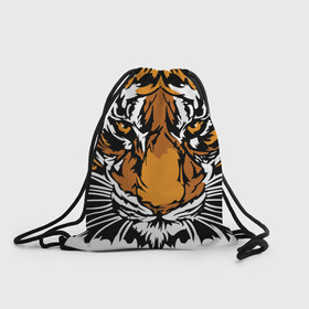 Рюкзак-мешок 3D с принтом Взгляд хозяина джунглей в Екатеринбурге, 100% полиэстер | плотность ткани — 200 г/м2, размер — 35 х 45 см; лямки — толстые шнурки, застежка на шнуровке, без карманов и подкладки | 2022 | african | direct look | master of the jungle | muzzle | new year | predator | tiger | year of the tiger | африканский | год тигра | новый год | прямой взгляд | тигр | хищник | хозяин джунглей