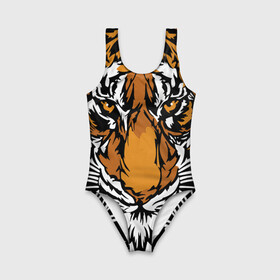 Детский купальник 3D с принтом Взгляд хозяина джунглей в Екатеринбурге, Полиэстер 85%, Спандекс 15% | Слитный крой, подклад по переду изделия, узкие бретели | 2022 | african | direct look | master of the jungle | muzzle | new year | predator | tiger | year of the tiger | африканский | год тигра | новый год | прямой взгляд | тигр | хищник | хозяин джунглей
