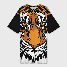 Платье-футболка 3D с принтом Взгляд хозяина джунглей в Екатеринбурге,  |  | 2022 | african | direct look | master of the jungle | muzzle | new year | predator | tiger | year of the tiger | африканский | год тигра | новый год | прямой взгляд | тигр | хищник | хозяин джунглей