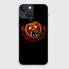 Чехол для iPhone 13 mini с принтом Уродливая тыква идет к тебе. в Екатеринбурге,  |  | halloween | monster | pumpkin | тыква | хеллоуин