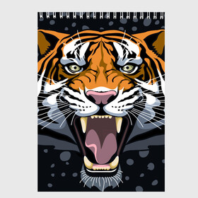 Скетчбук с принтом Амурский тигр в ночи в Екатеринбурге, 100% бумага
 | 48 листов, плотность листов — 100 г/м2, плотность картонной обложки — 250 г/м2. Листы скреплены сверху удобной пружинной спиралью | 2022 | aggression | amur tiger | beast | grin | new year | night | open mouth | predator | snowfall | winter | year of the tiger | агрессия | амурский тигр | год тигра | зверь | зима | новый год | ночь | оскал | открытая пасть | снегопад | хищник