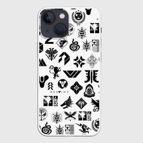 Чехол для iPhone 13 mini с принтом DESTINY 2 LOGO PATTERN   ДЕСТИНИ в Екатеринбурге,  |  | bungie | cayde 6 | cyd6 | destiny | destiny 2 | forsaken | gambit | hunter | titan | warlock | банги | варлок | габмит | дестини | дестини 2 | зур | кейд | кейд 6 | отвергнутые | охотник | титан | туз