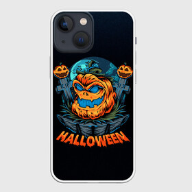 Чехол для iPhone 13 mini с принтом Ночь ужасов в Екатеринбурге,  |  | halloween | арт | графика | мистика | праздник | тыква | ужасы | хэллоуин