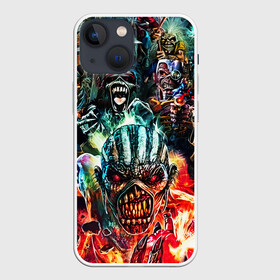 Чехол для iPhone 13 mini с принтом Iron Maiden (allover) в Екатеринбурге,  |  | Тематика изображения на принте: iron maiden | senjutsu | айрон мейден | группы | монстры | музыка | рок | хевиметал | черепа