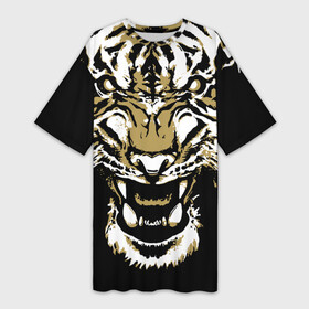 Платье-футболка 3D с принтом Рычание джунглей в Екатеринбурге,  |  | 2022 | african | direct look | master of the jungle | muzzle | new year | predator | tiger | year of the tiger | африканский | год тигра | новый год | прямой взгляд | тигр | хищник | хозяин джунглей