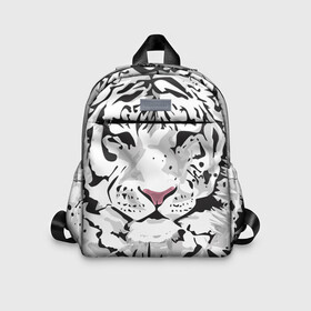 Детский рюкзак 3D с принтом Белый снежный тигр в Екатеринбурге, 100% полиэстер | лямки с регулируемой длиной, сверху петелька, чтобы рюкзак можно было повесить на вешалку. Основное отделение закрывается на молнию, как и внешний карман. Внутри дополнительный карман. По бокам два дополнительных кармашка | 2022 | art | beast | new year | predator | splashes and drops | white tiger | year of the tiger | белый тигр | брызги и капли | год тигра | зверь | искусство | новый год | хищник