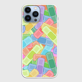 Чехол для iPhone 13 Pro Max с принтом Цветные пластыри в Екатеринбурге,  |  | заклеить | медицина | паттерн | пластырь | починить | починка | узор | юмор